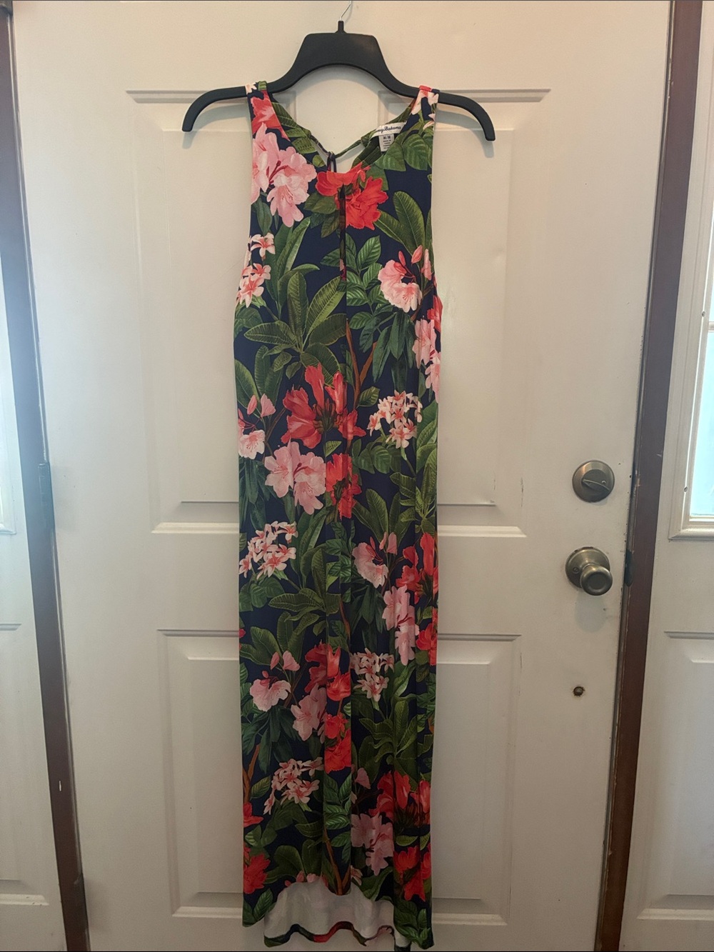 Tommy Bahama Navy Floral Maxi Jumpsuit with Pink & Red Blooms
